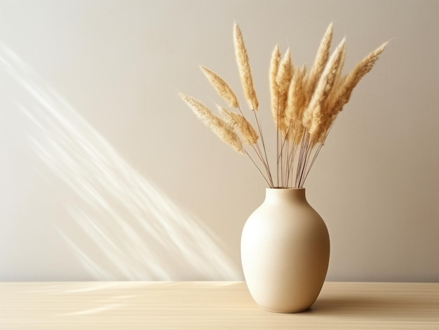 Vase en céramique avec des fleurs sèches Illustration AI GenerativexA