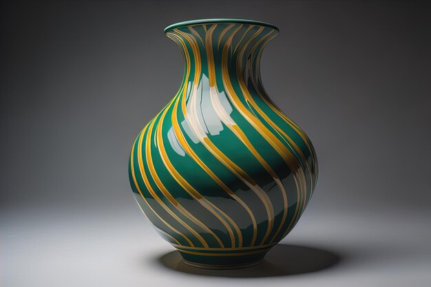 Vase en céramique sur fond de couleur unie ai génératif