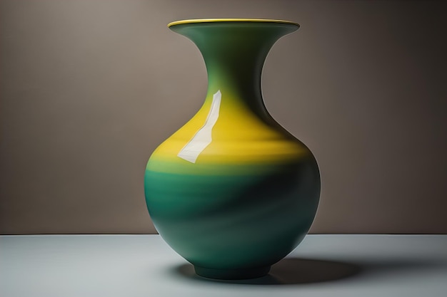 Vase en céramique sur un fond de couleur unie ai génératif