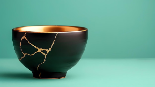 Vase en céramique noire Luxe Harmony ornée de Kintsugi en or