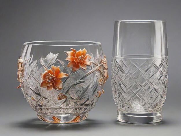 Un vase en cristal avec des verres élégants