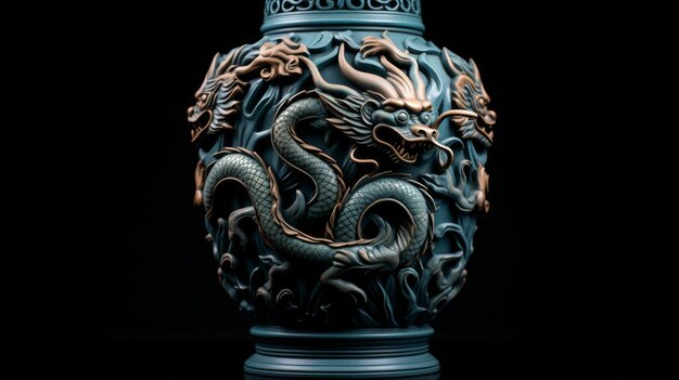 Vase avec un dessin de dragon