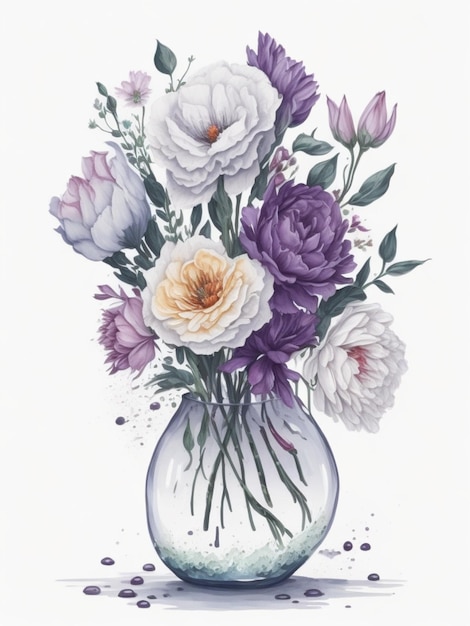 Vase de fleurs aquarelle