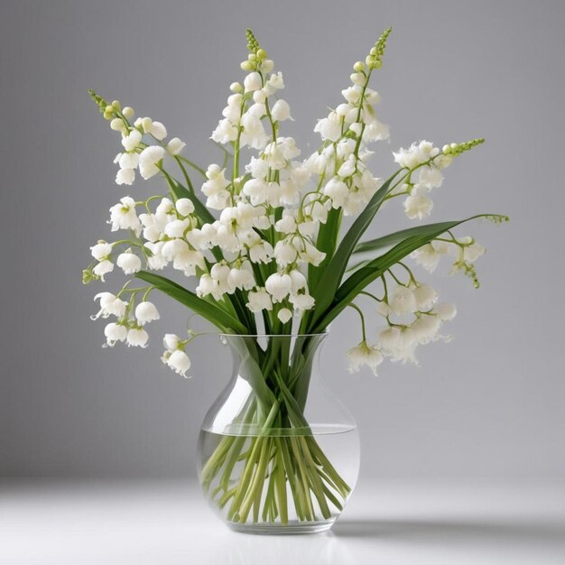 Photo un vase avec des fleurs blanches qui dit lys de la vallée