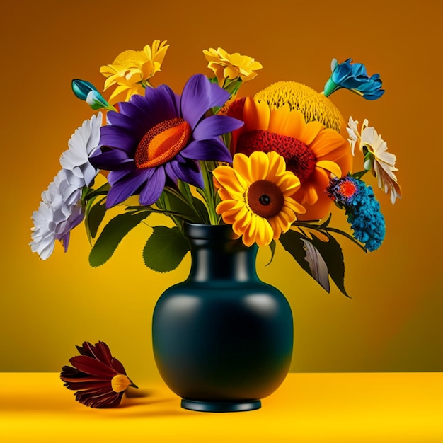 Un vase de fleurs colorées