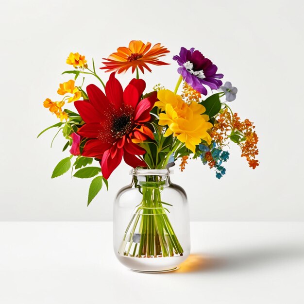 Un vase de fleurs colorées