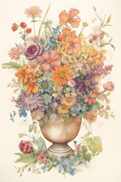 Un vase avec des fleurs dessus qui dit "fleurs".