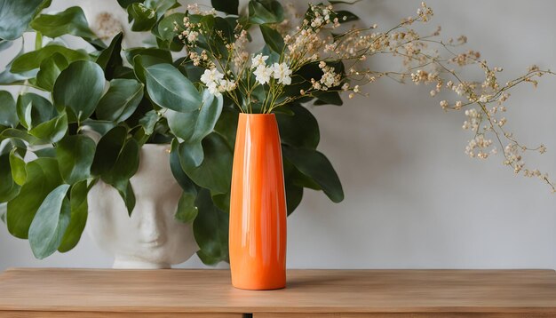 Photo un vase avec des fleurs est assis sur une table