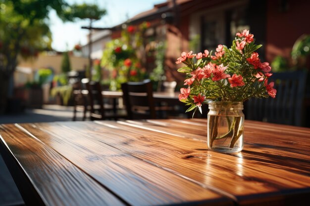 Photo un vase de fleurs est placé sur la table photographie professionnelle