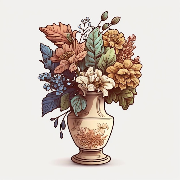 Photo un vase de fleurs est représenté sur un fond blanc.