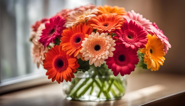 Photo un vase de fleurs avec l'un d'eux a une fleur rose orange et blanche dedans