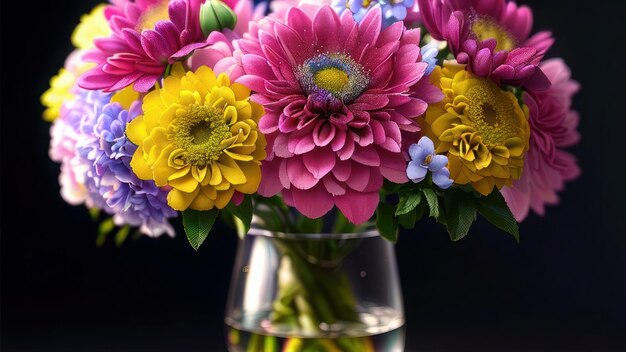 Un vase de fleurs avec une fleur bleue dedans