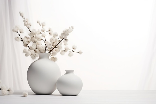 Vase de fleurs sur fond blanc