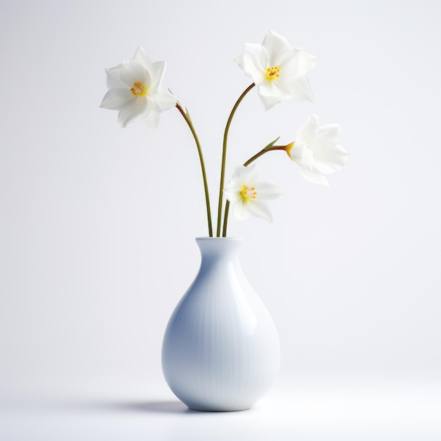 vase à fleurs minimaliste isolé sur fond blanc