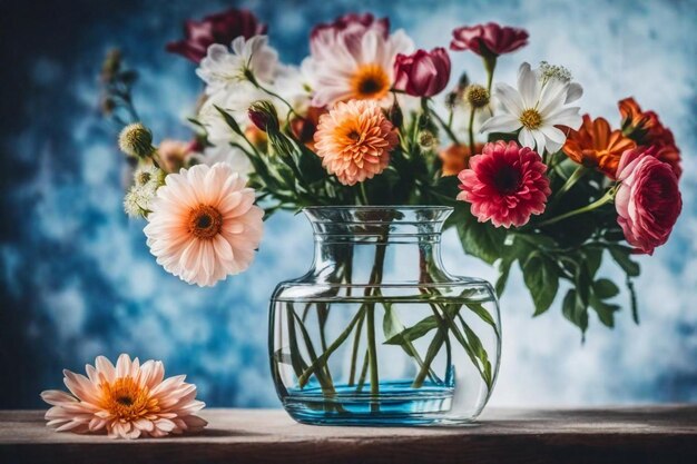 un vase de fleurs avec les mots marguerites au fond