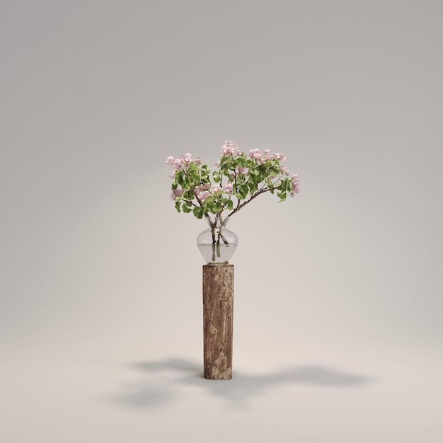 Un vase avec des fleurs et une ombre sur le mur