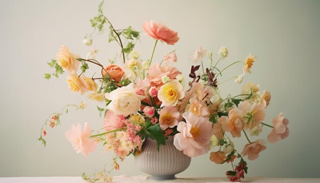 vase à fleurs sur la table fond blanc