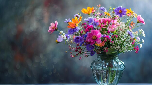 Un vase avec des fleurs sur une table et un vase avec une fleur dedans