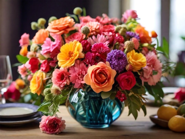 un vase de fleurs sur une table