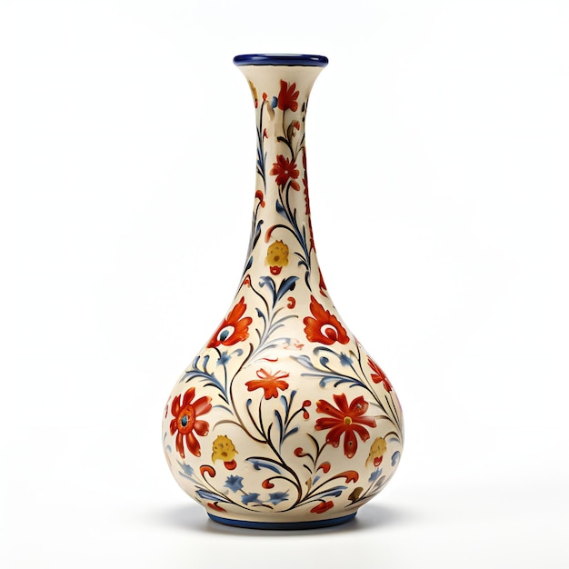 Vase à motif floral sur fond blanc