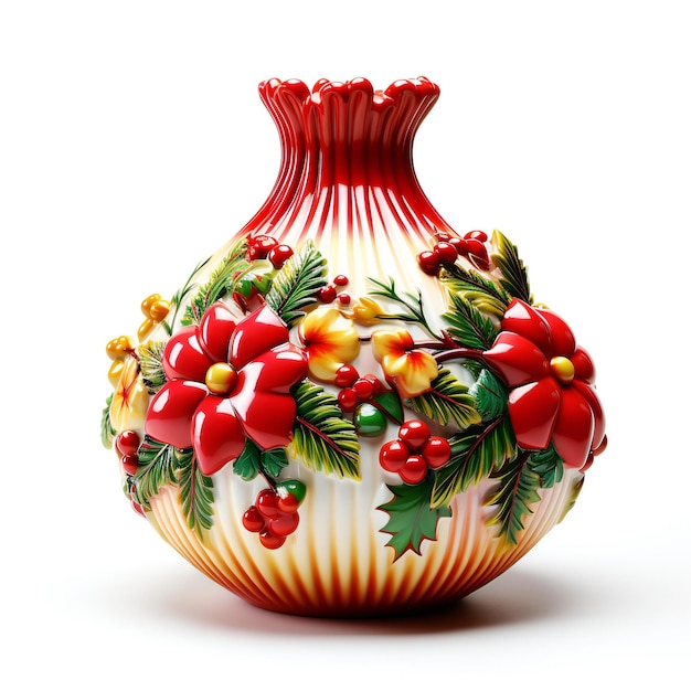 Vase de Noël isolé sur fond blanc Chemin de découpage inclus