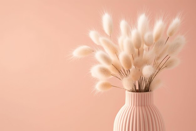 Photo vase de pêche avec bouquet de queue de lapin texturé