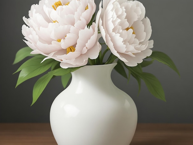 Un vase de pivoine blanche