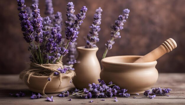 un vase avec une plante et un pot avec une plante