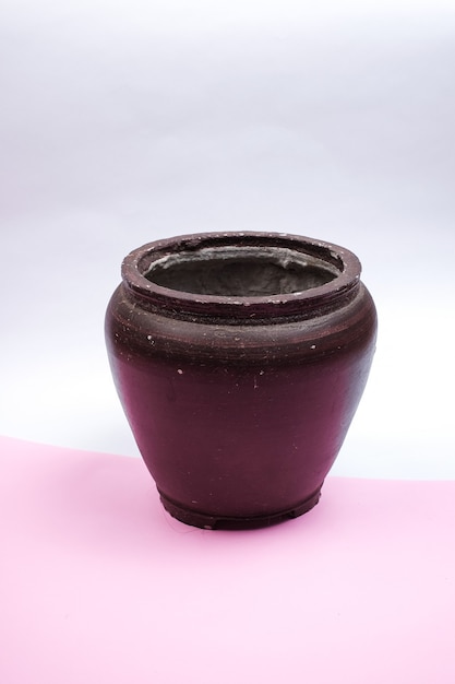 Vase pot ancien en verre marron