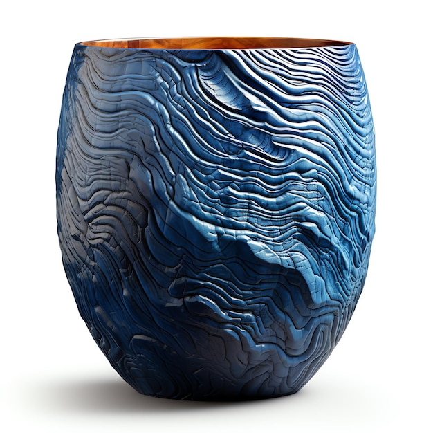 un vase sculpté bleu et brun