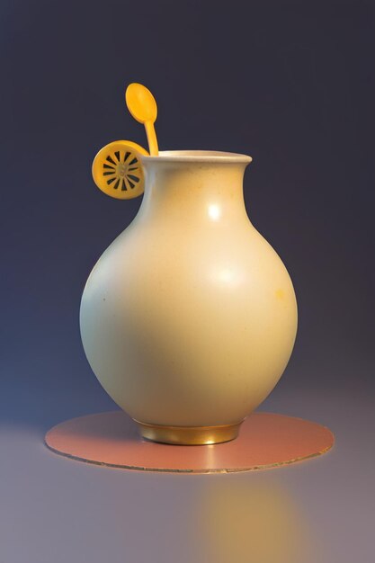 Un vase avec une tranche de citron dedans