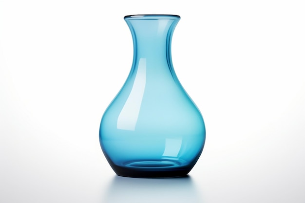 Un vase de verre bleu brillant sur le blanc