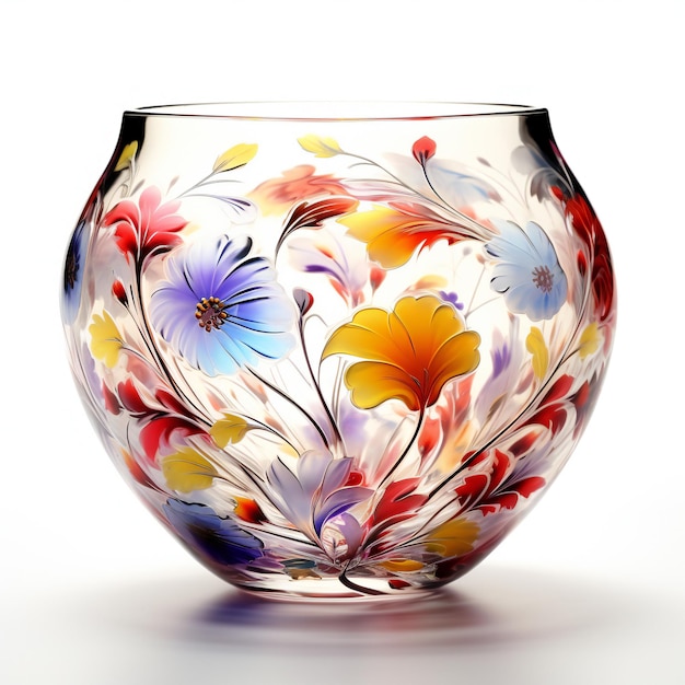 Vase en verre coloré sur fond blanc