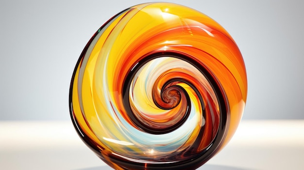 Un vase en verre en forme de spirale est fait par une spirale.