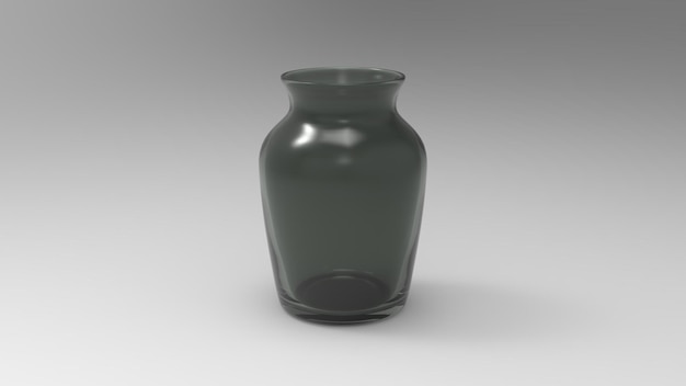 vase en verre vide isolé sur fond blanc rétroéclairé et rendu 3d.