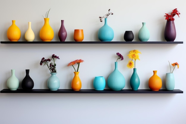 Les vases colorés de l'étagère génèrent Ai