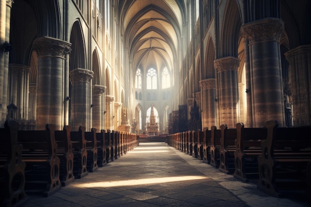 Vaste cathédrale intérieure vieille ville d'Europe Générer Ai