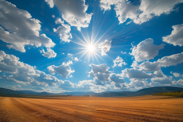 Un vaste champ de blé sous un ciel bleu vif