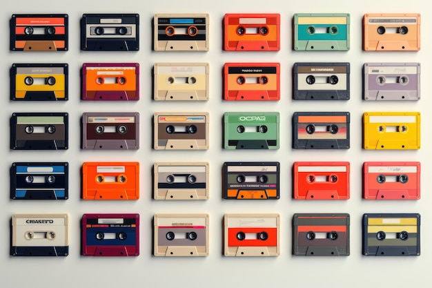 Photo vaste collection de cassettes rétro pour la musique nostalgique