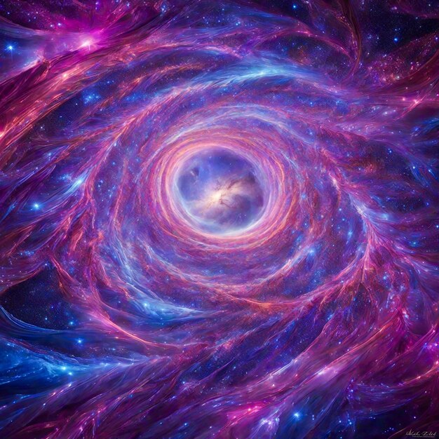 Photo la vaste étendue de la galaxie devient une toile pour les rayures interstellaires de bleu pourpre iridescent