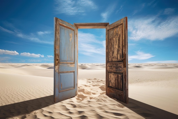 Vaste porte ouverte dans le désert chaud Génère Ai