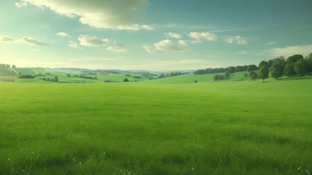 une vaste prairie verte et froide