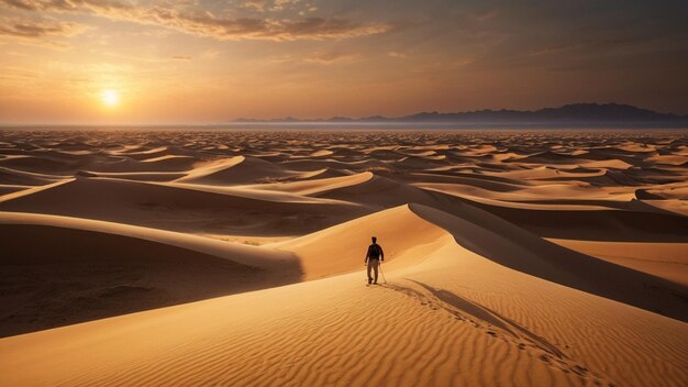 De vastes dunes de sable éclairées