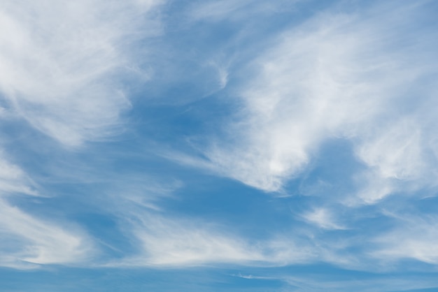 Vastes nuages moelleux sur ciel bleu