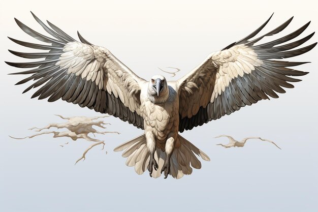 Le vautour griffon volant dans les airs rendu en 3D