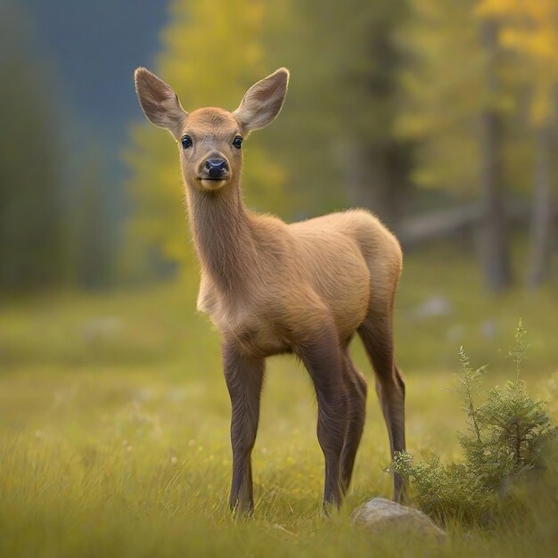 Un veau de cerf dans la nature