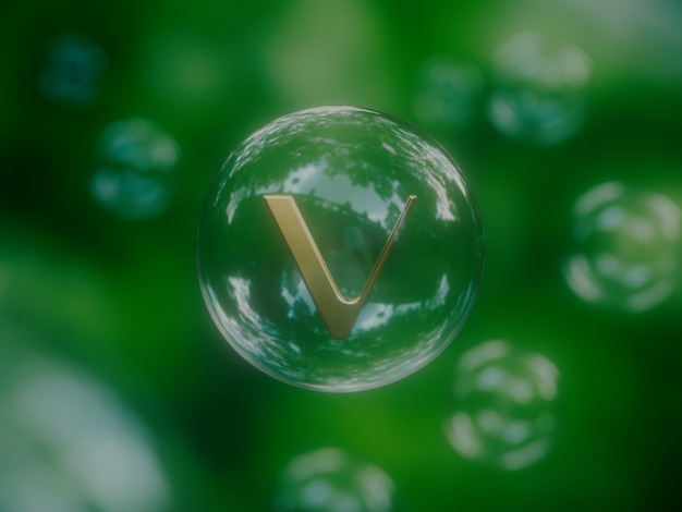 Vechain Bulle Économique Crypto Monnaie Instable Nature Illustration 3D Render