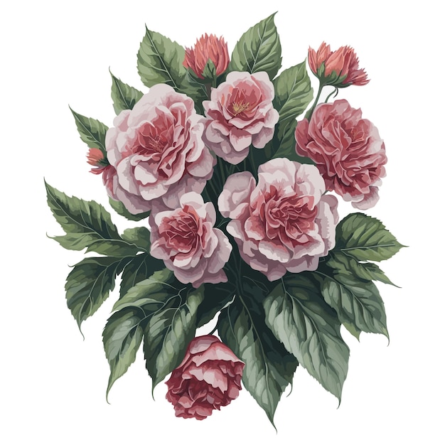 Vecteur aquarelle ébouriffé bégonia clipart fleur florale modifiable