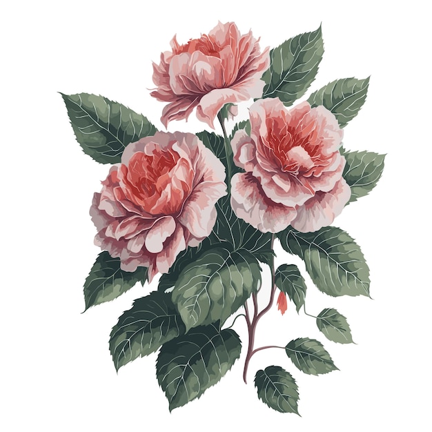 Vecteur aquarelle ébouriffé bégonia clipart fleur florale modifiable