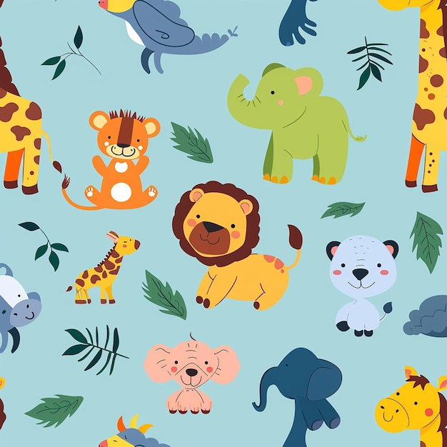 vecteur de différents animaux sauvages style dessin animé